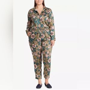 $245 NWT Lauren Ralph Lauren Short Sleeve Floral Satin Jumpsuit PLUS Sz 16W